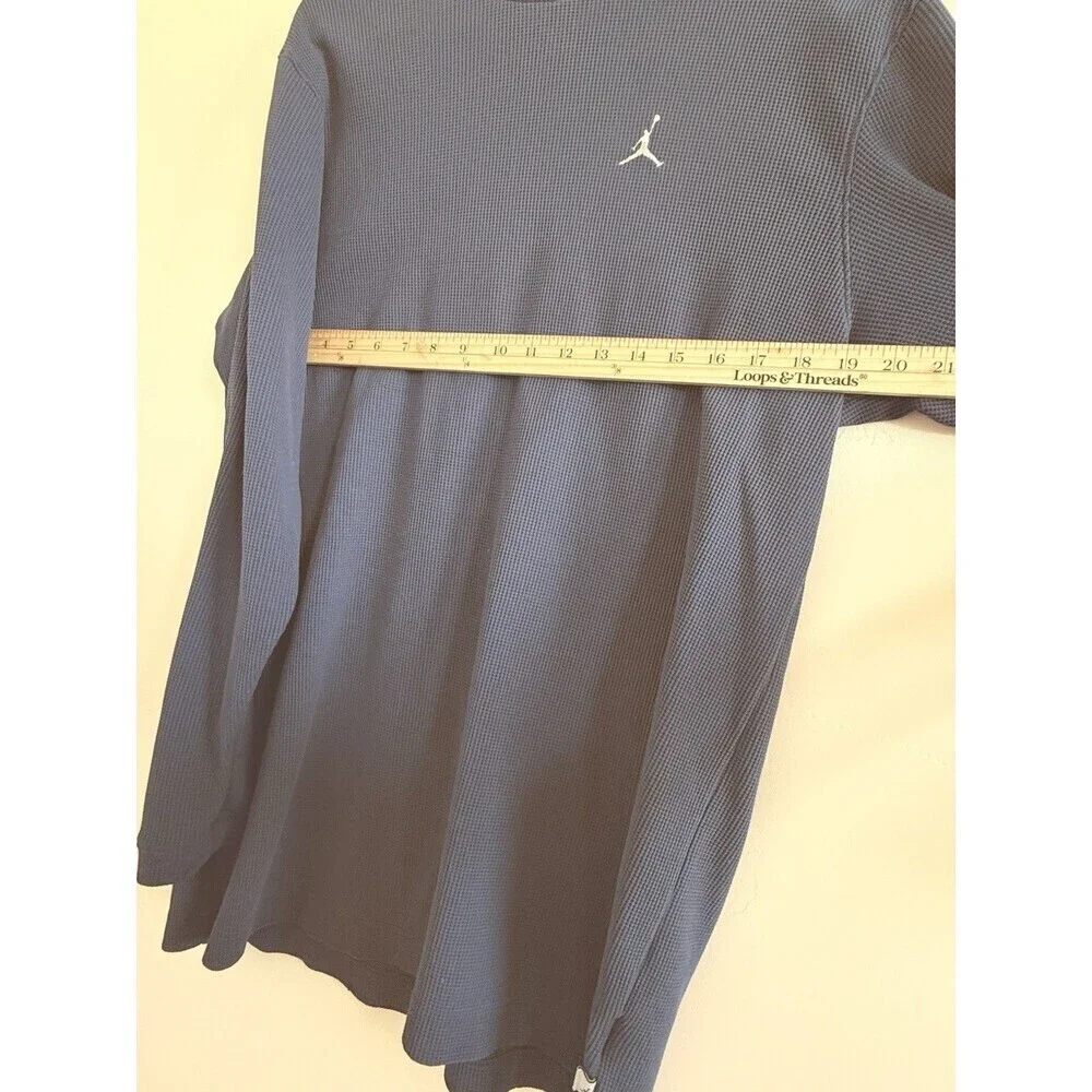 Vintage retro 90s Air Michael Jordan Long Sleeve Shirt waffle knit‎ Size L Blue